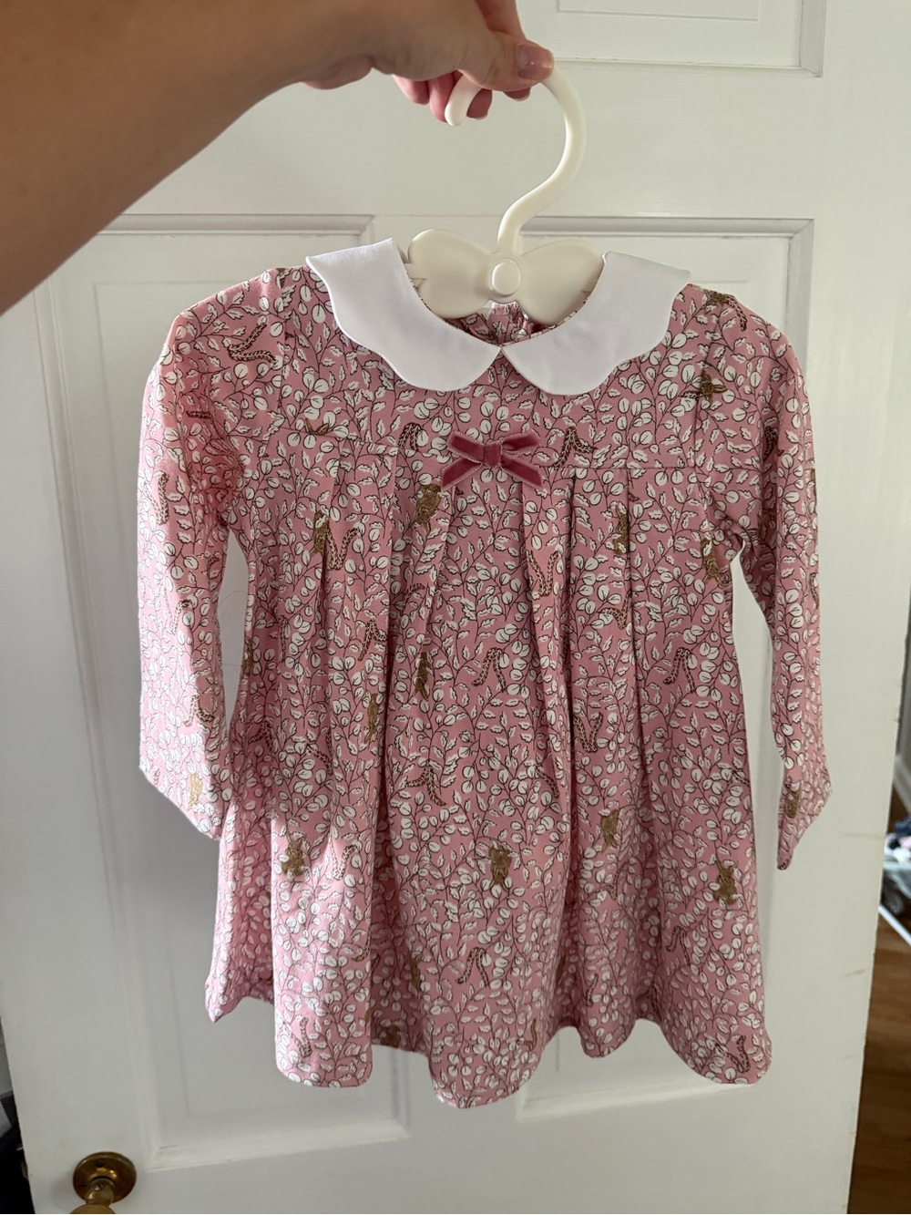 Trotters Rose Pink Bunny Collar Dress
